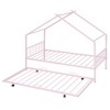CAVINAS Twin/Full Size House Platform Bed Frame with Fence,Metal Floor Bed for Kids Room,Bedroom - 3 of 4