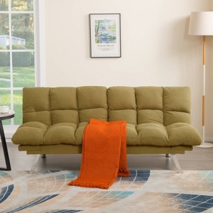 MAYEERTY 67.3" Futon Sofa Bed - 3-Position Adjustable Backrest & Arms, Corduroy Fabric, Metal Legs - 1 of 4