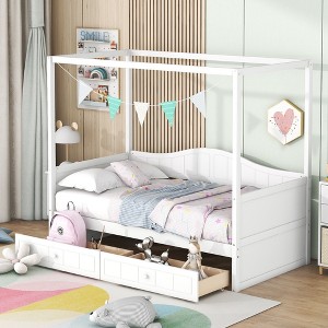 NicBex Twin Over Full Bunk Bed with Guardrail and 2 Drawers,Loft Bed with Ladder and Converts to 2 Beds,Noise Reduced Bunk Beds for Bedroo - 1 of 4