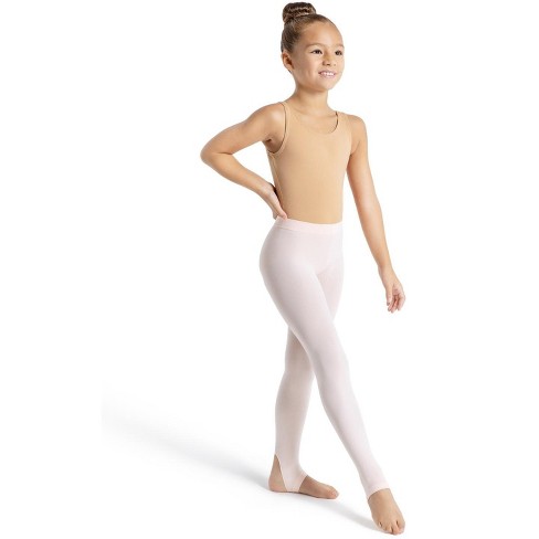 Capezio Ballet Pink Ultra Soft Self Knit Waistband Stirrup Tight, Child One  Size