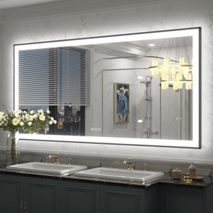 Apmir Super Bright Front & Back LED Lighted Anti-Fog Aluminum Alloy Framed Tempered Glass Bathroom/Vanity Mirror with ETL & 3-Year Warranty - 1 of 4