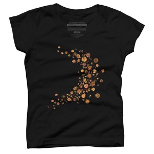 Girl's Design By Humans Golden Flower Buds Breeze By designnatures T-Shirt - 1 of 3
