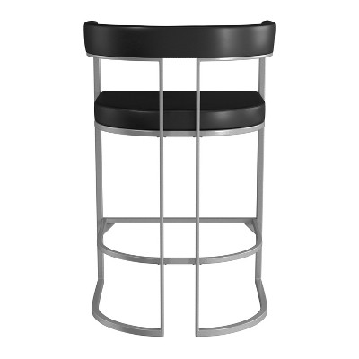 Cannonwood Black Faux Leather and Silver Metal Counter Height Stool