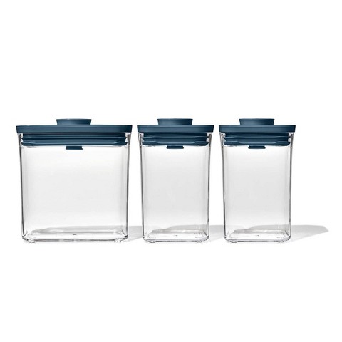 OXO Pop 3pc Everyday Airtight Food Storage Container Set Storm Blue: Kitchen Canister Set, Dishwasher-Safe
