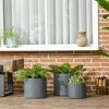 Outsunny 3-Pack Flower Pots, Stackable MgO Planters for Indoor and Outdoor Plants, Entryway, Patio, Yard, Garden Use - 2 of 4