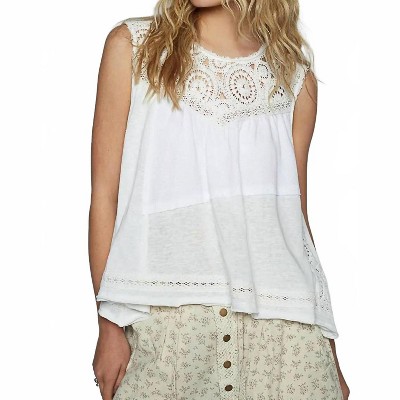 Women's Crochet Contrast Flowy Top - POL