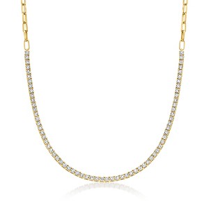 Ross-Simons 2.00 ct. t.w. Diamond Tennis Paper Clip Link Necklace in 18kt Gold Over Sterling - 1 of 3