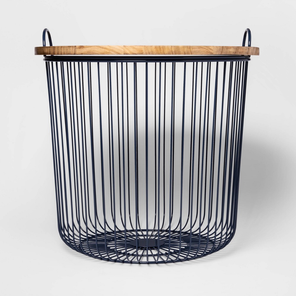 Photos - Coffee Table Wire Kids' Storage Floor Bin Navy - Pillowfort™