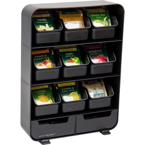 Tea Bag Organizer, Tea Station Organizer, Countertop Storage for Kitchen, Plastic Design, 10.25"L x 3.25"W x 13.75"H, Black - 1 of 4