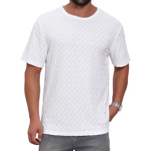 INSPIRE CHIC Men's Short Sleeve Crew Neck Summer Casual Jacquard Knitted T-Shirts - 1 of 4