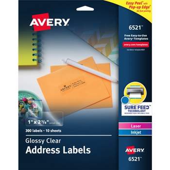 Avery Mailing Labels Address 1"x2-5/8" 300/PK Glossy CL 6521