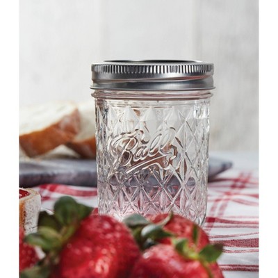 Ball Set of 12 Half Pint (8 oz.) Quilted Mason Jar