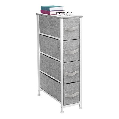 Sorbus 4 Drawers Narrow Dresser - with Steel Frame, Wood Top & Easy Pull Fabric Bins for Small Spaces, Closets, Bedroom, Bathroom & Laundry
