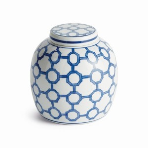 Plum & Post BB Dynasty Link Lidded Jar - Blue & White Chinoiserie - 1 of 4