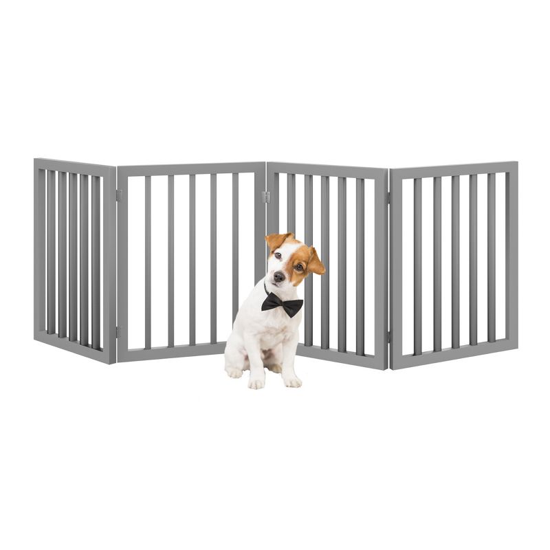 Indoor Pet Gate - 4-Panel Folding Dog Gate for Stairs or Doorways - 73x24-Inch Freestanding Pet Fence for Cats and Dogs by PETMAKER (Gray), 2 of 4