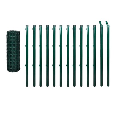 vidaXL Euro Fence Steel 82ftx3.3ft Green