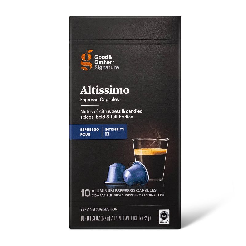 Signature Intenso Espresso Altissimo Pods Espresso Roast Coffee - 10ct - Good &#38; Gather&#8482;, 1 of 6
