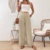 Women's Summer Casual Straight Leg Palazzo Pants Wide Leg Beach Fringed Hem Trousers with Pockets - 3 of 4