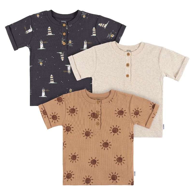 Gerber Toddler Boys' Henley T-shirts- 3-Pack, 1 of 10