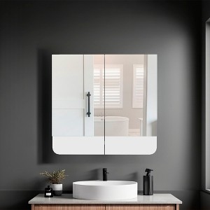 ChicFurnit Bathroom Storage Cabinet Patience Medicine Cabinet with Swing Doors and Spacious Shelves for Bathroom Use, White, 22.45"*21.66"*4.73" - 1 of 4