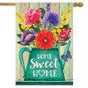 Briarwood Lane Home Sweet Home Spring House Flag Rustic Watering Can Floral 28" x 40" - 2 of 4