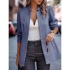 Women's Herringbone Open Front Business Blazer Notch Lapel Long Sleeve Casual Office Work Jacket - 2 of 4