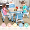 Modern Kids Table and 4 Chair Set, Height Adjustable Toddler Table&4 Chairs w/Non-Slip Desk Legs&Organizer Graffiti Desktop,Multi-Function Tables - 2 of 4