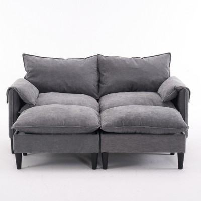 Ridstar Convertible Sofa with Footstool Storage For Living Room, Bedroom & Office-Gray