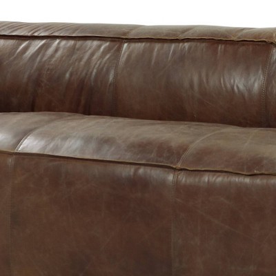 Vintage Sensation Retro Brown Top Grain Leather & Aluminum Sofa
