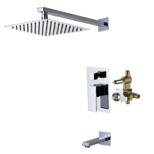 SUMERAIN Contemporary Chrome Tub and Shower Faucet, All-in-One Shower Faucet System with Tub Spout - 1 of 4