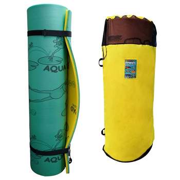 Aqua Lily Pad ALP18 Water Mat Playground Floating Foam Pad Bundle with Custom Fit Mesh Vented Portable Nylon Storage Bag, Yellow
