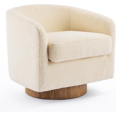 VINGLI 360°Swivel Accent Chair with Engineered Wood Base and Removable Cushion for Living Room, Bedroom