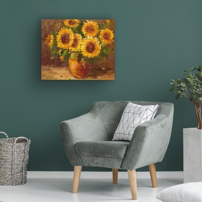 Trademark Fine Art -18"x22"  Rio 'Sunflowers Still Life' Wood Slat Art