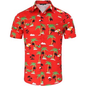 Men's Christmas Hawaiian Shirts Button Down Ugly X-Mas Christmas Vacation Long Sleeve Shirts - 1 of 4