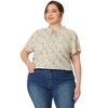 Women's Plus Size Floral Tie Neck Short Sleeve Pleated Casual Blouses - Agnes Orinda - 3 of 4