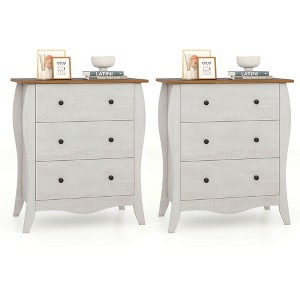 Costway 1/2 PCS 30" Farmhouse Chest of Drawers with 3 Folding Fabric Drawers Anti-tipping Kit Gray - 1 of 4