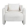 Modern Velvet Upholstered Dining Room Lounge Chair,Single Sofa with Pillow,Bedroom Office lounge chair,Living Room Kitchen Chairs-Cuddlewood - 3 of 4