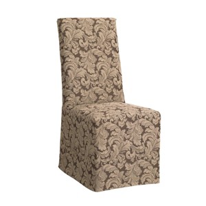 Scroll Long Chair Slipcover Brown - Sure Fit: Elegant Polyester, Stretch Fit, Machine Washable - 1 of 4