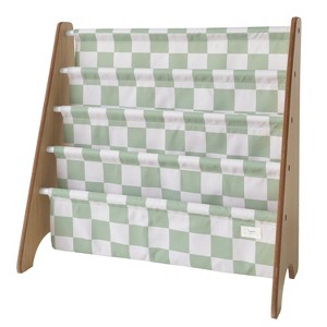 3 Sprouts Recycled Fabric Kids Bookcase, Toddler Bookshelf - Checkerboard Green - 1 of 4