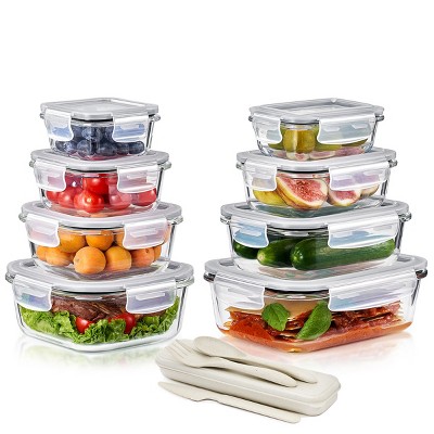 Sorbus 16-Piece Glass Food Storage Containers with Lids - Airtight, Microwave, Fridge, Dishwasher, Oven Safe, BPA-Free, Meal Prep Containers