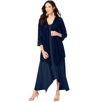 Roaman's Women's Plus Size Lace Jacket Dress Set