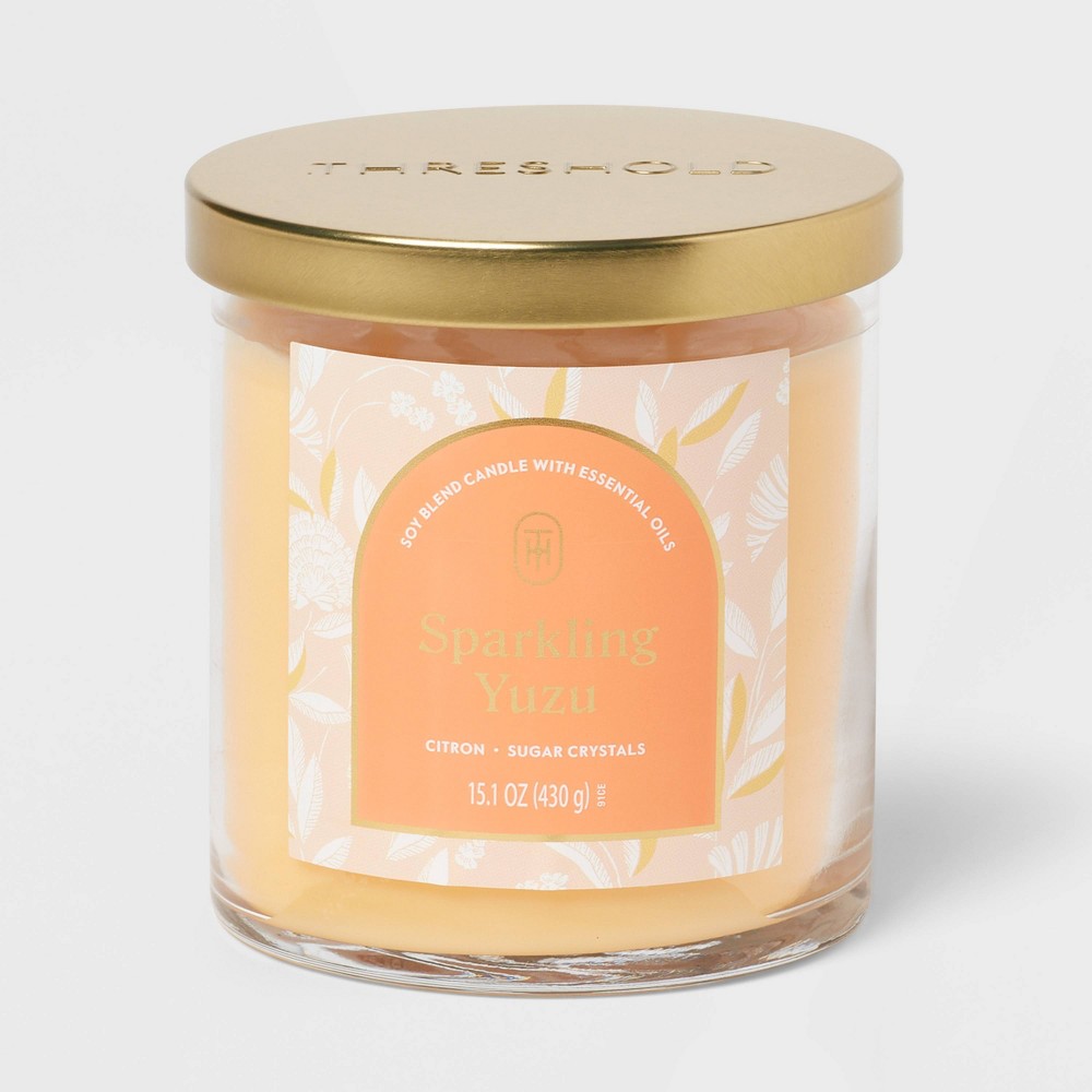 2-Wick Lidded Glass Jar Candle Sparkling Yuzu 15.1oz - Threshold