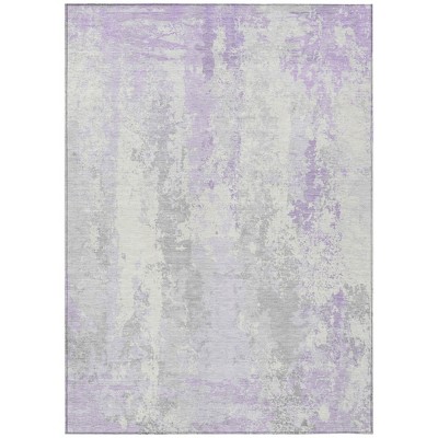 HomeRoots 3' X 5' Lavender And Ivory Abstract Washable Indoor Outdoor Area Rug