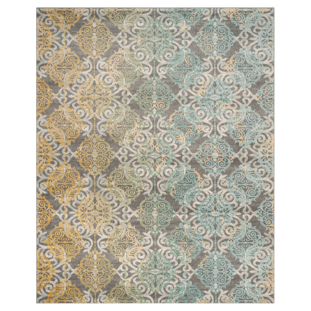 9'x12' Ashfield Medallion Accent Rug Gray/Ivory - Safavieh