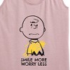 Women's - Peanuts - Smile More Worry Less Graphic Racerback Tank - 2 of 4