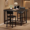 Dining Table Set for 2 W/Footrest & Backrest, Counter Height Table with 2 Upholstered Bar Chairs, Kitchen Table Set with Corner Protector - 3 of 4