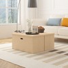 VECELO Folding Storage Ottoman Bench, End of Bed Linen Fabric Foot Rest Stool with Padded Seat, Large Footstool for Bedroom or Living Room - 2 of 4