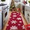 Washable Modern Red Snowflake Rug Non Slip Low Pile Rug Christmas Decorations Floor Cover Foldable Indoor Carpet for Living Room Bedroom Playroom - 3 of 4