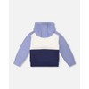 Deux par Deux Boy French Terry Color Block Full Zip Hoodie Sweatshirt Blue, Navy and Cream - 4 of 4