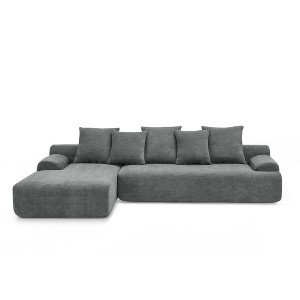 TiramisuBest 110.25"x67" Modern Upholstered L-Shaped Sofa, Modular Compressed Velvet Couch, Space-Saving Sofa for Living & Bedroom, Black - 1 of 4